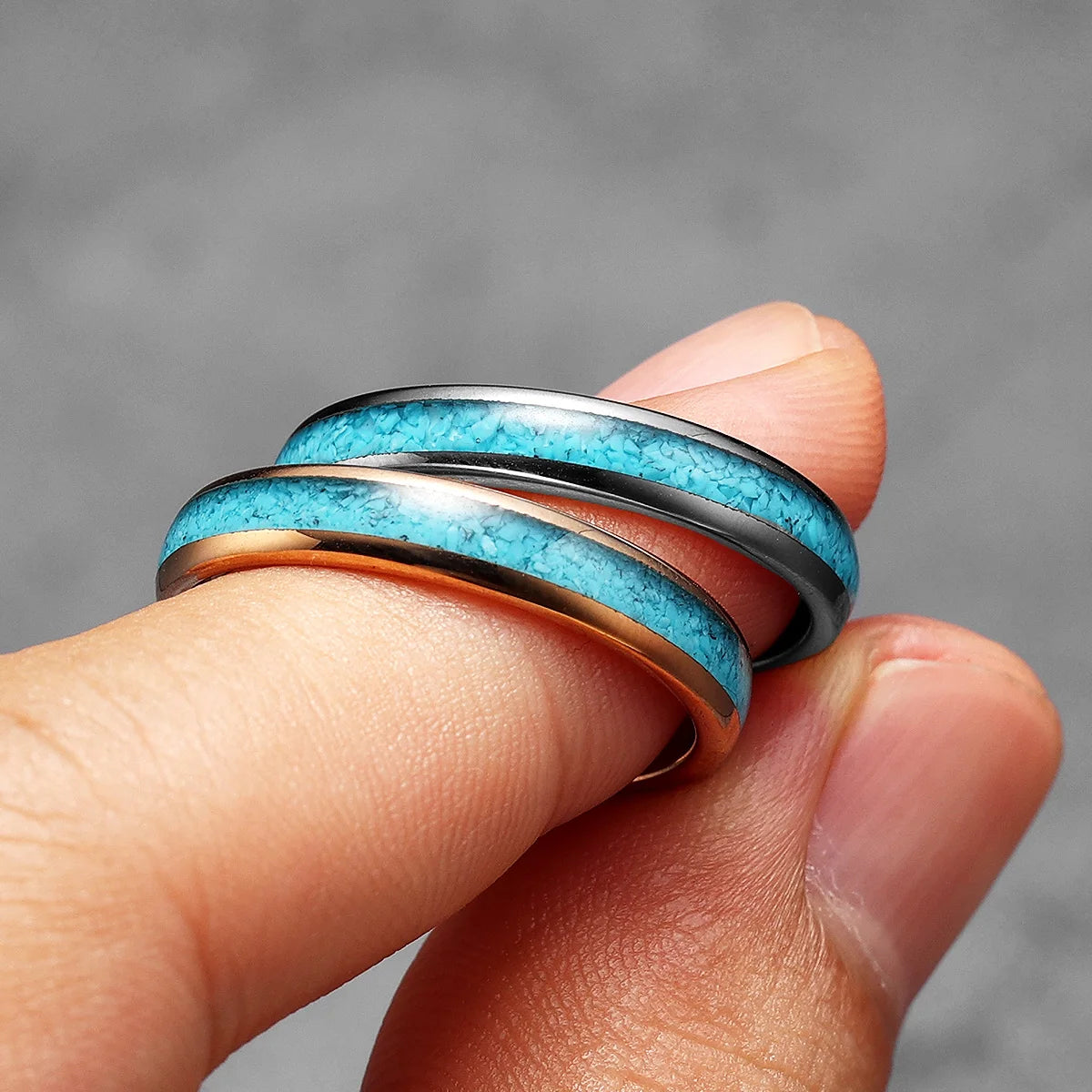 Turquoise Tungsten Ring — Stainless Steel