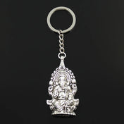 Ganesha Elephant Keychain — Antique Silver-Tone, 62x32mm