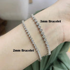 GRA Certified 2mm Moissanite Tennis Bracelet for Women Man 925 Sterling Silver Plated 18k Gold Round Bubble Diamond Bracelets