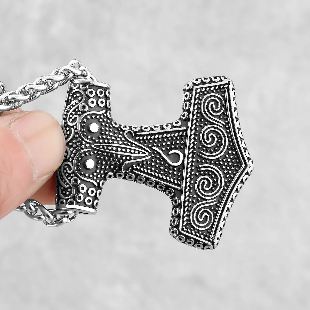 316L Stainless Steel Viking Thor Hammer Pendant Necklace Men Norse Viking Celtic Odin Raven Necklace Amulet Jewelry