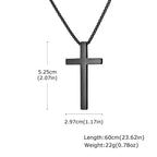 Vnox 60cm Box Chain Cross Pendant Necklaces for Men, Simple Plain Black Silver Gold Color Stainless Steel Thick Cross Collars