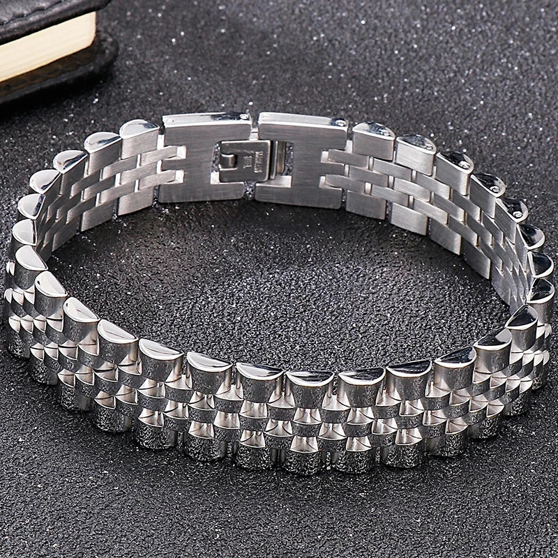 Stainless Steel Bracelet for Man Women 10MM Wide Length Adjustable Link Chain Men's Bracelets Jewellery Mannen Armband