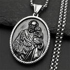Saint Joseph Baby Jesus Medal Pendant Necklace — Stainless Steel