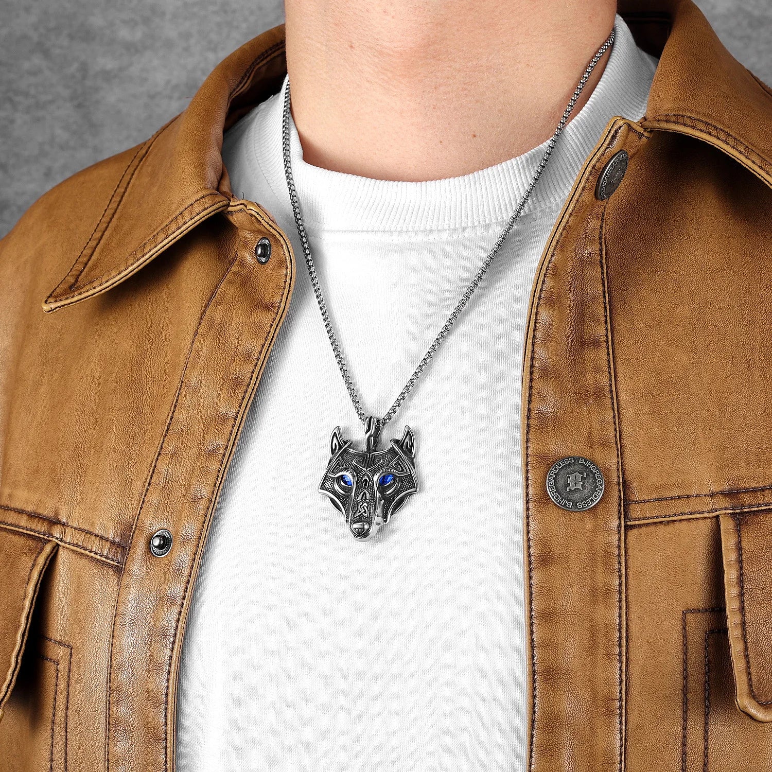 Viking Wolf Pendant Necklace — Stainless Steel