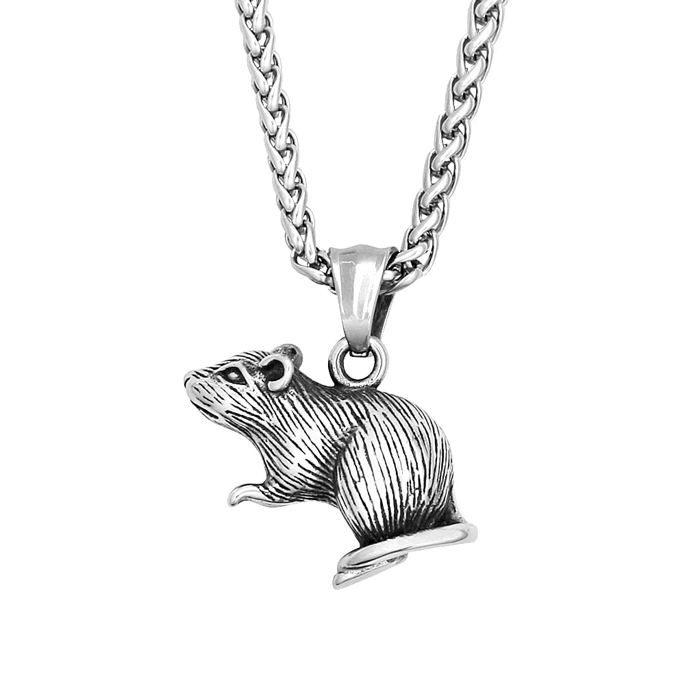 Gothic Mouse Stainless Steel Pendant Necklace