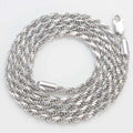 Two-Tone 925 Silver Rope Chain Necklace 3/5MM PVD