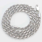 Two-Tone 925 Silver Rope Chain Necklace 3/5MM PVD