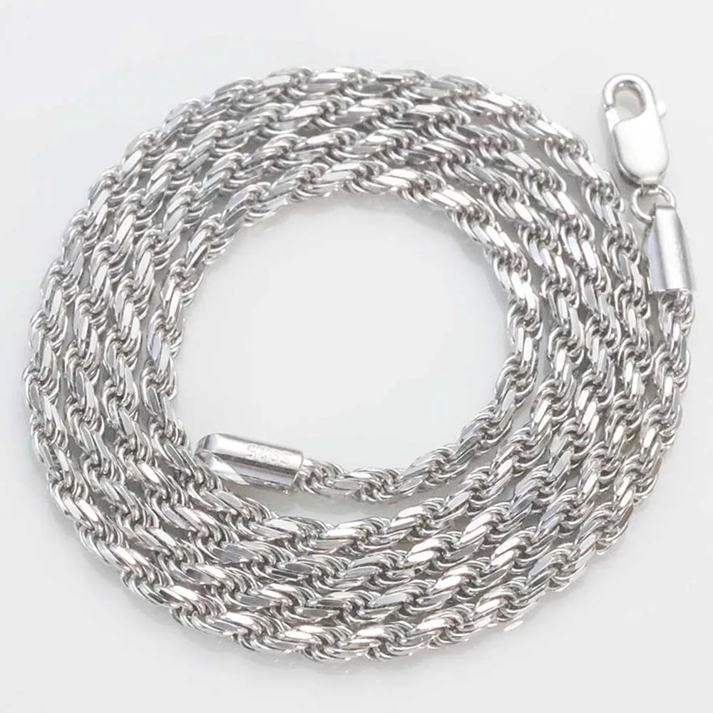 Two-Tone 925 Silver Rope Chain Necklace 3/5MM PVD