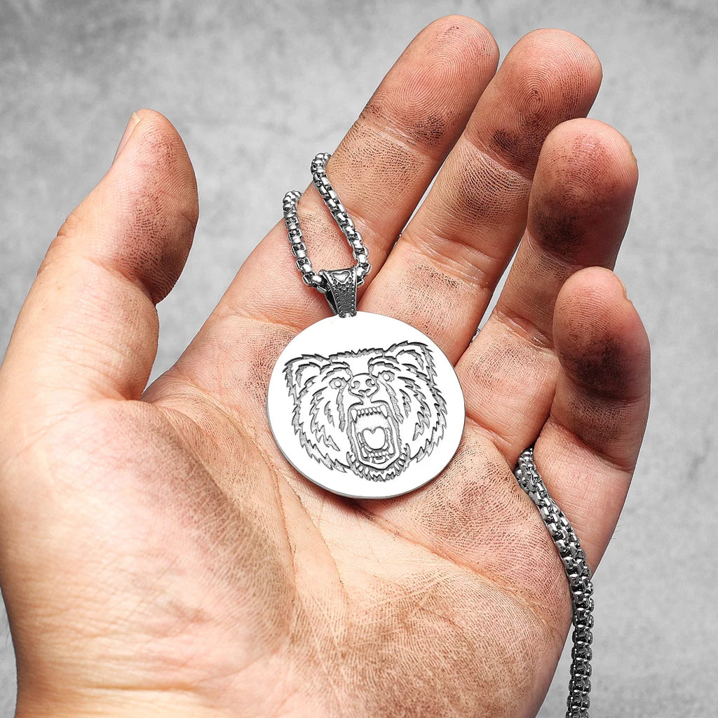 BearTexture Animal Men Necklaces With Pendant Stainless Steel Jewelry for Male Women Punk Hip Hop Accessories Gifts Wholesale