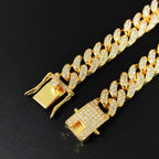 13MM AAA Rhinestone Iced Out Miami Cuban Link Chain Necklace For Men Women Chains Hip Hop Silver Color Jewelry On The