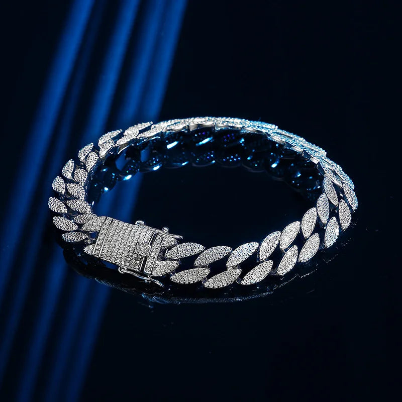 Luxury Solid Platinum PT950 Cuban Bracelet Men's Diamonds Men's Bracelet