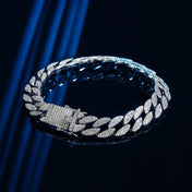 Silver-Tone Cuban Link Iced CZ Bracelet — Stainless Steel