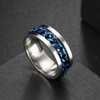 Anxiety Fidget Rings For Men Spining Titanium Stainless Steel Colorfully Spinner Rotatable Chain Jewelry Rotating Rings