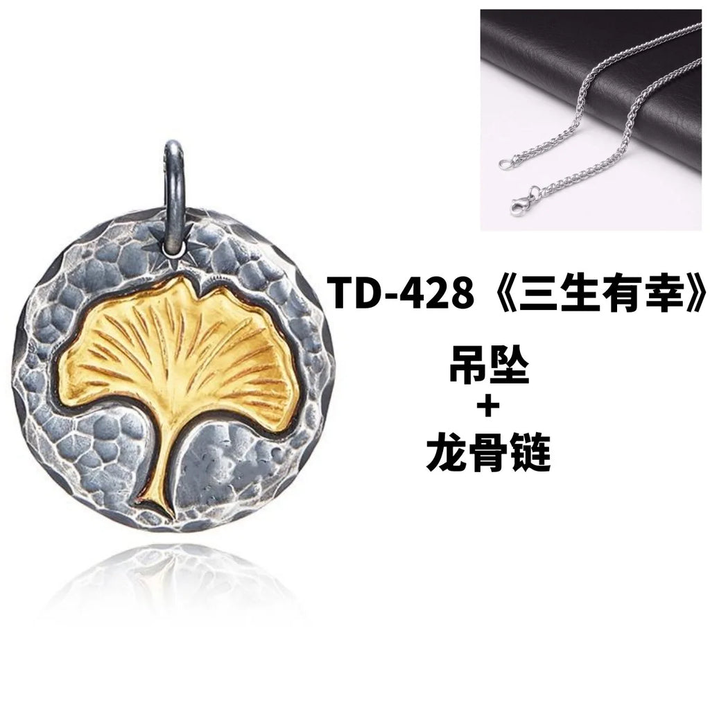 Original Van Gogh sunflower sunflower men's necklace high sense pendant nautical compass retro fashion trend pendant
