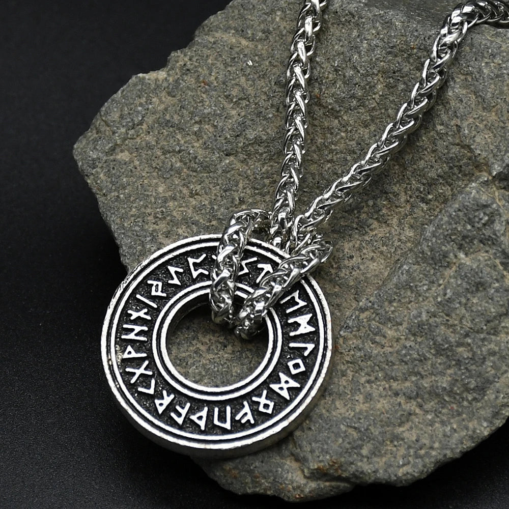 Slavic Norway Valknut with the Elder Futhark Runes Pagan Amulet Pendant Men Necklace Scandinavian Viking Jewelry