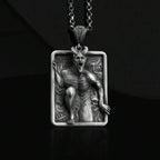 Gothic Demon Square Tag Pendant Necklace Vintage