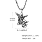 Vnox Stainless Steel St Michael Archangel Pendant Necklace for Men, Catholic Protection Amulet Box Chain Religious Jewelry Gift