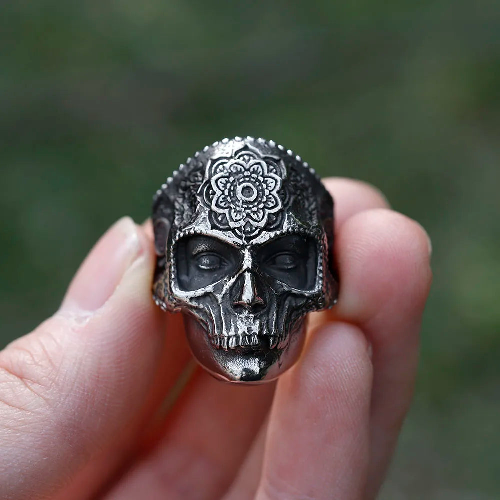2022 NEW Men's 316L stainless-steel rings decorative pattern skull ring for teens gothic punk Biker Jewelry Gifts free
