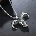 European And N Jewelry Titanium Men Hip-hop Necklace Stainless Steel Joker Head Horn Skull Pendant Personality Accessories