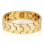 16MM Gold Color Stainless Steel Men's Magnetic Therapy Bracelets For Arthritis Pain Relief and Carpal Tunnel Bracelet