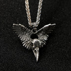 Vintage Wing Crow Skull Pendant Necklace Men Women Punk Goth Raven Skull Necklace Choker Fashion Stainless Steel
