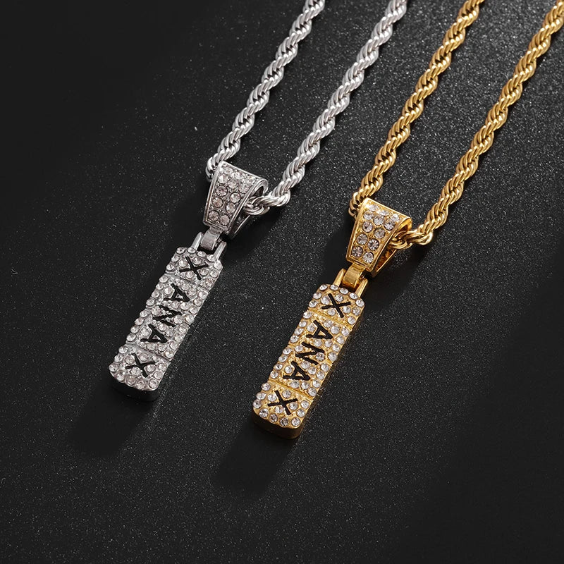 Zircon Long Pendant Necklace — Zinc Alloy