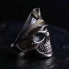 Retro Officer Skull Rings for Men Women Punk Hip Hop Rock Skeleton Trendy Ring Fashion Jewelry Gifts Adjustable