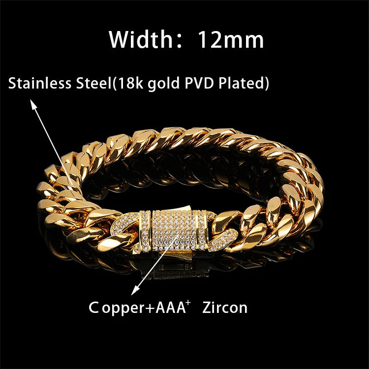 Stainless Steel Cuban Bracelet Iced Out Miami
