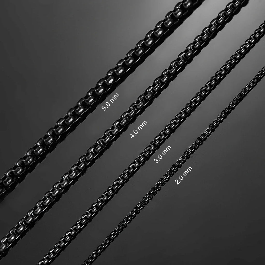 Black Box Curb Chain Necklace — Stainless Steel