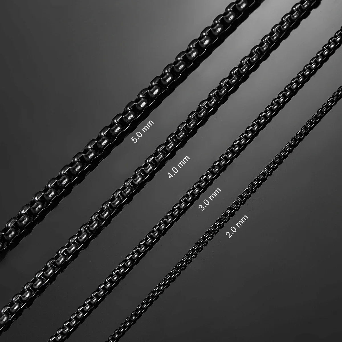 Black Box Curb Chain Necklace — Stainless Steel