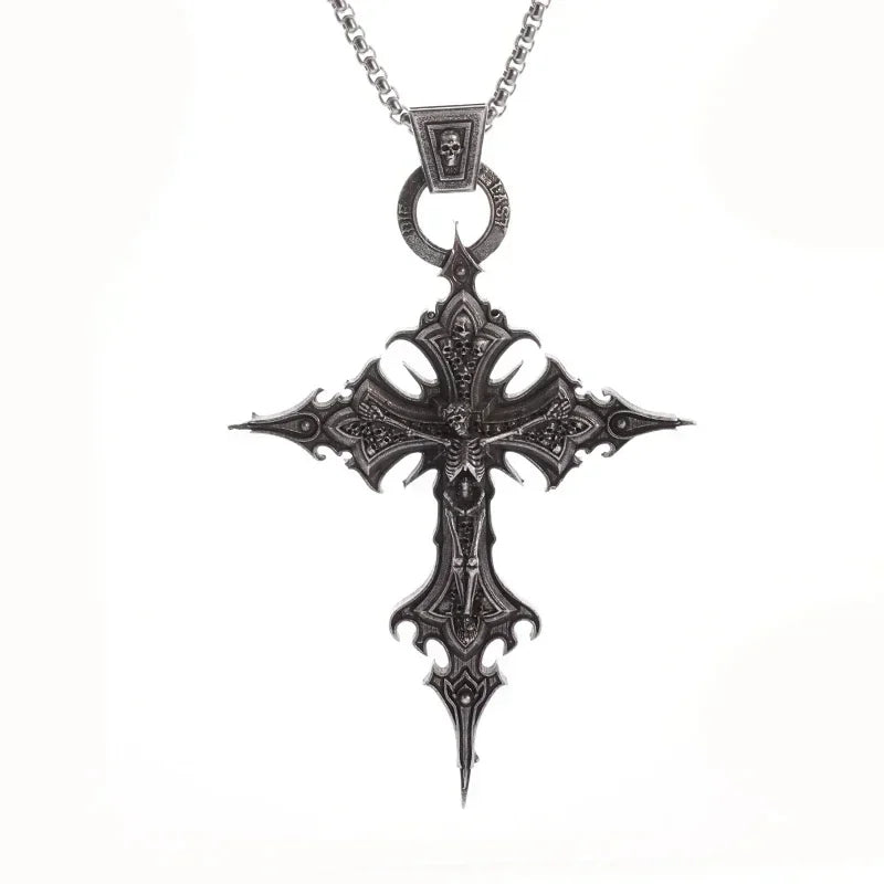 Jesus Christ Cross Mens Necklace Gold Color Cross Religious Pendant Necklace Accessory Chain Accessories