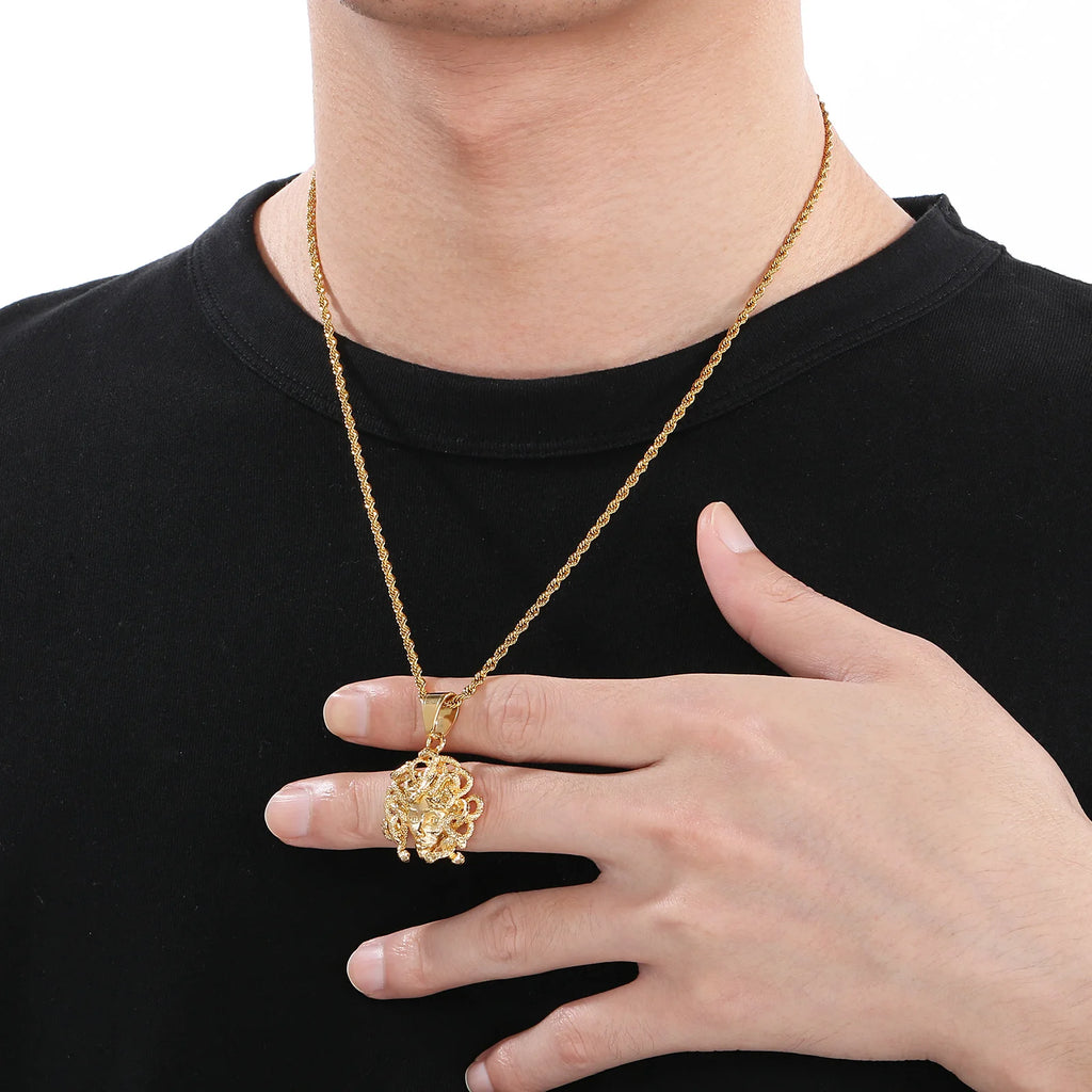 Fongten Religious Stainless Steel Pendant Necklace for Men Portrait Queen Maria Weird Gothic Collar Fashion Jewelry Gifts