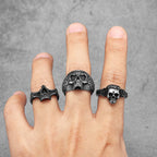 Rose Skull Ring Black — Stainless Steel