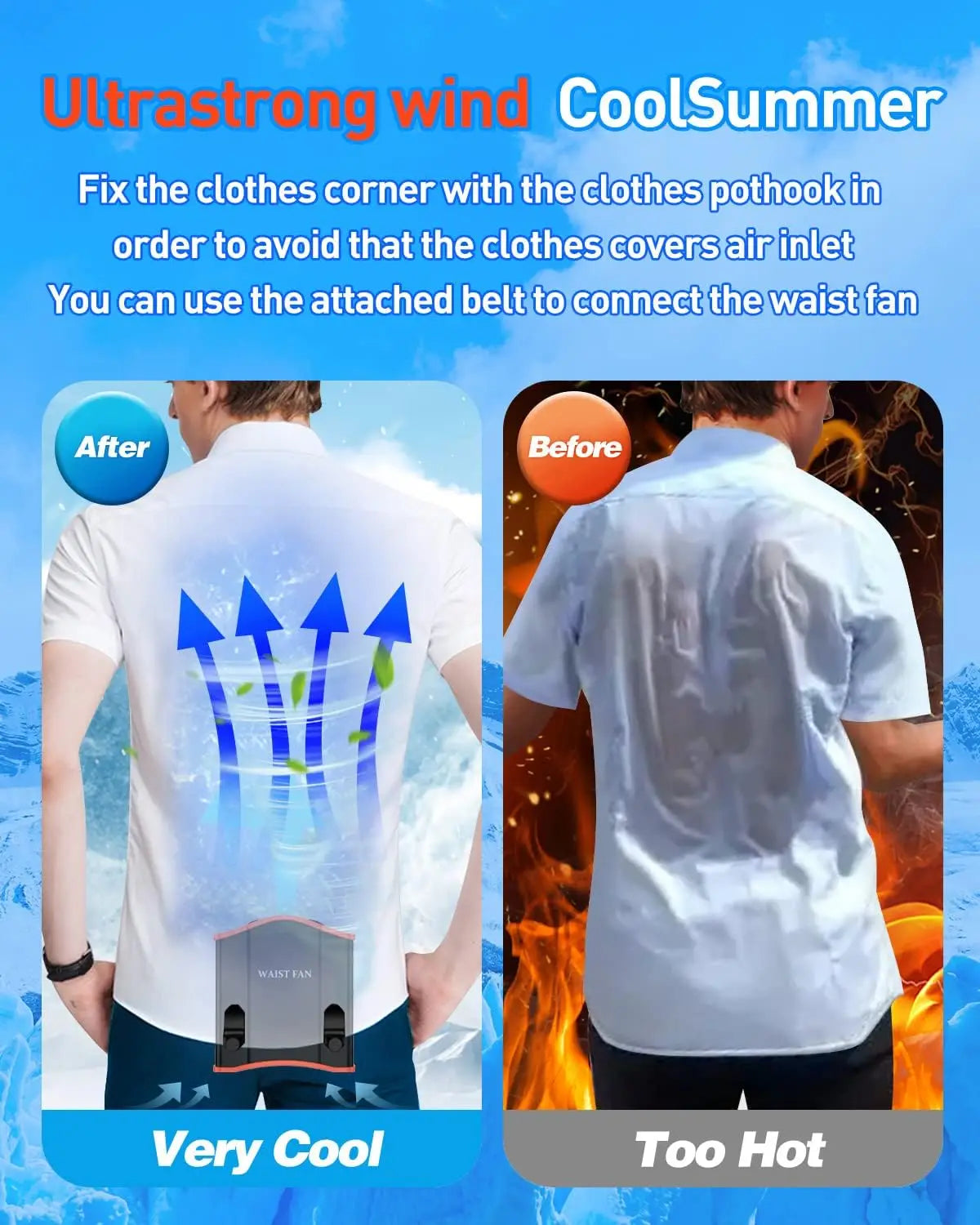 2026 New Upgrade Upgraded Portable Waist Fan With Adjustable Belt,10 Times Strong Wind Waist Clip Fan With 12000mAh