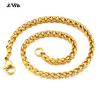 AWit 3MM-8MM STAINLESS STEEL TWIST LONG CHAIN NECKLACE FOR MEN Neck Punk Jewelry Pendant Accessories Male Chains