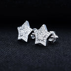 Iced Out Star Stud Earrings — 925 Silver
