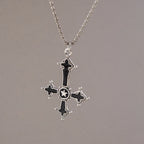 Aihua Gothic Steampunk Inverted Cross Necklace for Women Men Popcorn Chain Personality Hip Hop Punk Crucifix Necklace Jewelry