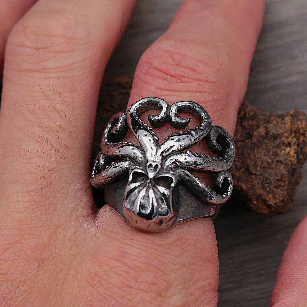 Pirate Skull Octopus Ring — Stainless Steel