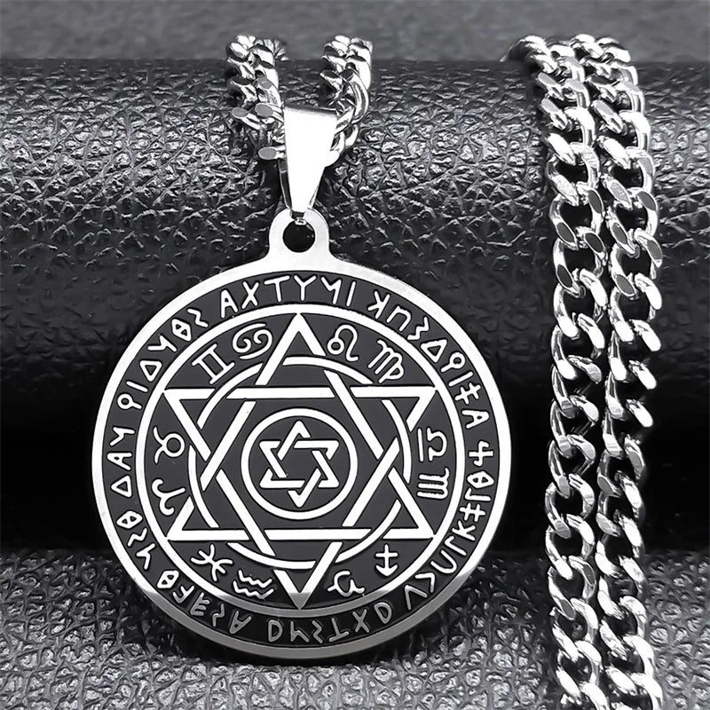 Star of David Silver Pendant Necklace — Stainless Steel