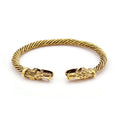 Classic Animal Viking Double Wolf Head Adjustable Bracelet Men Stainless Steel Bracelet Fashion Double Snake Heads