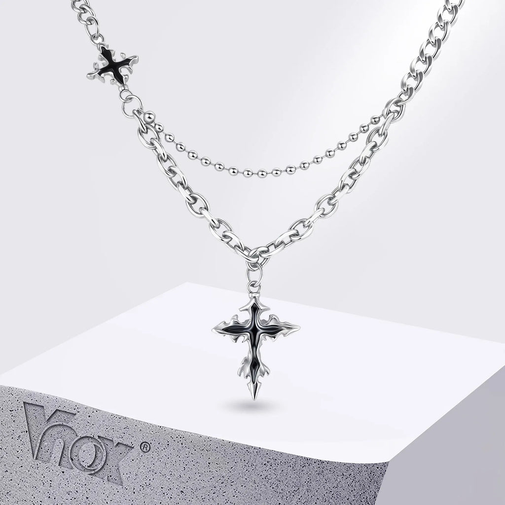 Gothic Black Cross Black Pendant Necklace