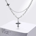 Gothic Black Cross Black Pendant Necklace