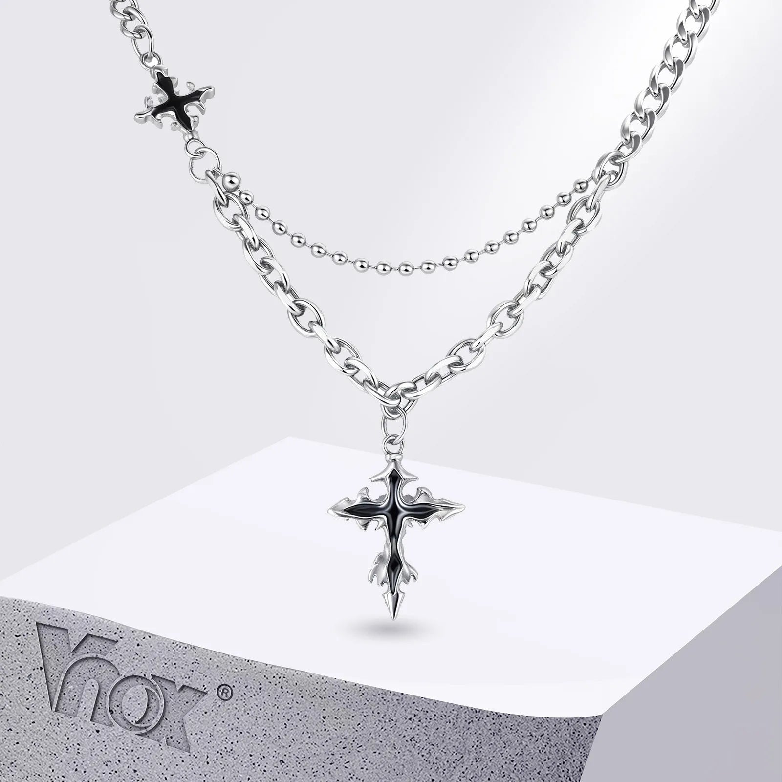 Gothic Black Cross Black Pendant Necklace