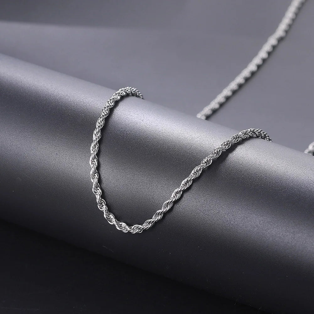 Rope Chain Necklace Two-Tone Stainless Steel 3MM