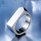 Fashion 316L Stainless Steel Simple Rings For Men Women Punk Hip Hop Square Band Flat Top Signet Ring Charm Party Jewelry Gifts