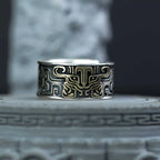 Retro Taotie Chinese Mythology Adjustable Open Ring For Men Punk Gothic Edgy Copper Jewelry Unisex Accessories Gift