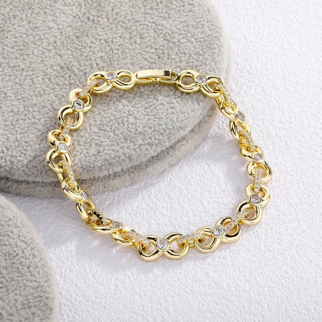 Gold Iced Out Bracelet Statement 8-Inch