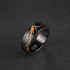 1Pc Personlity Adjustable Ring Male Silver Jewelry Opening Size Popular Gold Black Collision Lava Ring For Men