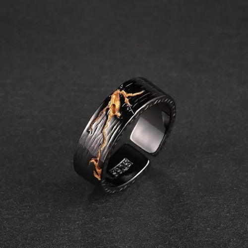 Adjustable Lava Collision Ring — Gold & Silver