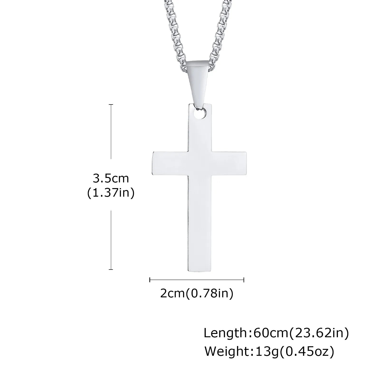 Cross Silver Pendant Necklace — Stainless Steel